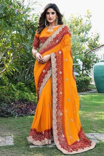 heavy georgette & blooming dull moss fabric with matching blouse