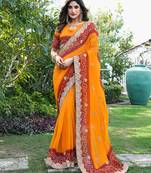 heavy georgette & blooming dull moss fabric with matching blouse