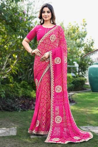 heavy georgette & blooming dull moss fabric with matching blouse