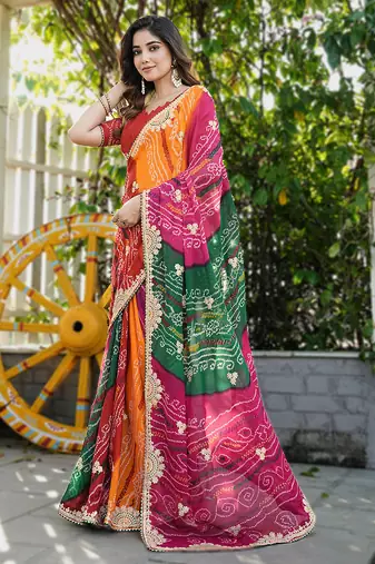  georgette & blooming dull moss fabric with matching blouse
