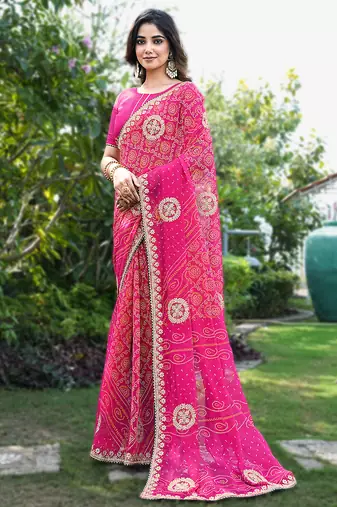  georgette & blooming dull moss fabric with matching blouse