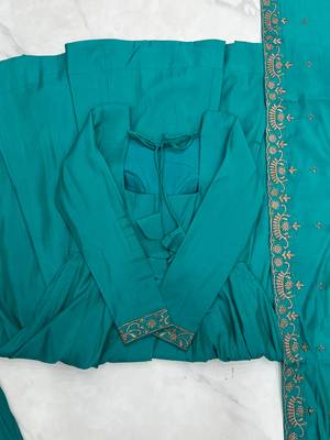  roman chanderi silk anarkali set with dupatta 5