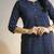 Women's cotton straight blue multi color embellished kurta