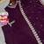 Purple velvet embroidered straight suit & pant with dupatta set
