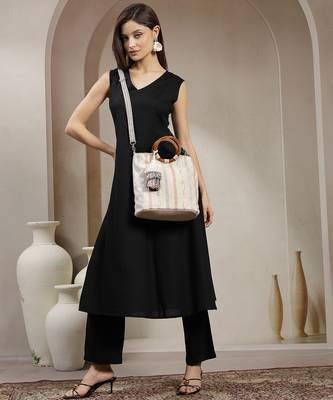 boho natural & pastel cotton striped jacquard handheld bag 9