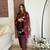 Wine velvet sequence embroidery work kurta & plazzo with dupatta