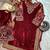 Maroon viscose velvet cording sequence embroidery work suit with dupatta