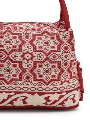 tribal maroon cotton abstract jacquard handheld bag 8