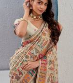 Designer Pushmina Silk slub Saree 