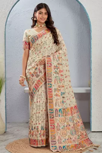 Designer Pushmina Silk slub Saree 