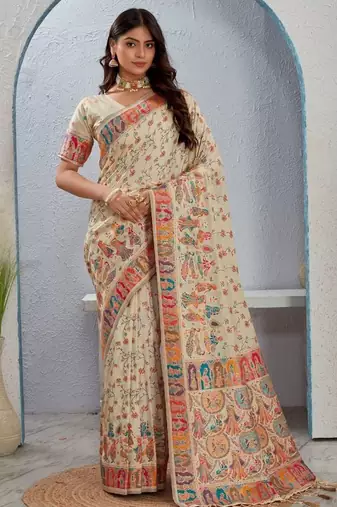 Designer Pushmina Silk slub Saree 