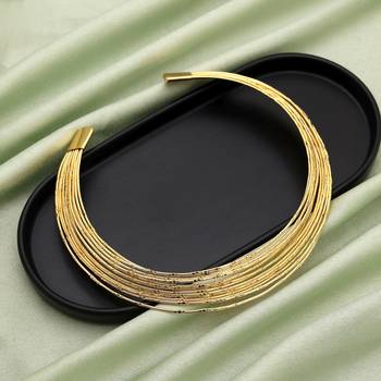Stylish gold color amrapali hansli necklace designed to enhance classic ethnic necklace styling beautifully 2