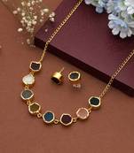 Assorted color amrapali necklace set offering vibrant necklace artistry for festive and wedding occasions