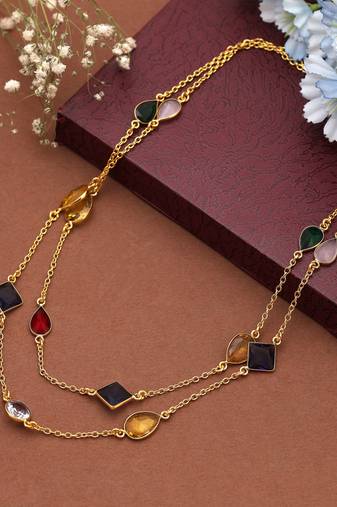 Multi color amrapali necklace designed with artistic patterns to brighten every ethnic necklace collection