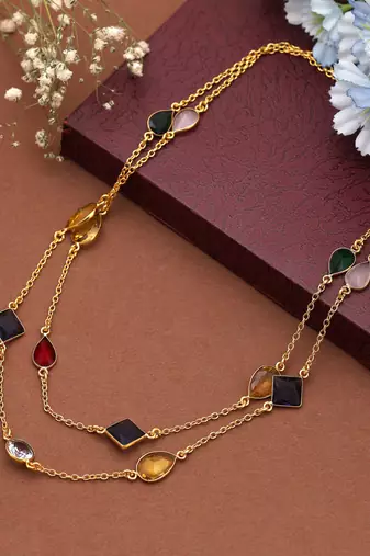 Multi color amrapali necklace designed with artistic patterns to brighten every ethnic necklace collection