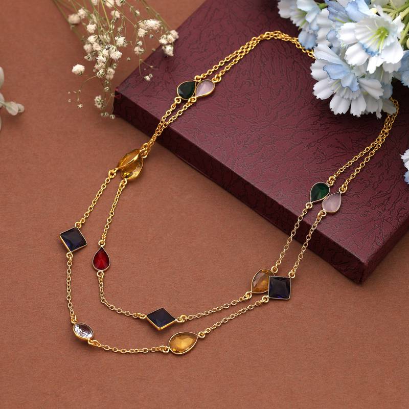 Multi color amrapali necklace designed with artistic patterns to brighten every ethnic necklace collection