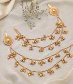 Gold color long kasmiri earrings chain style offering unique traditional charm for ethnic styling