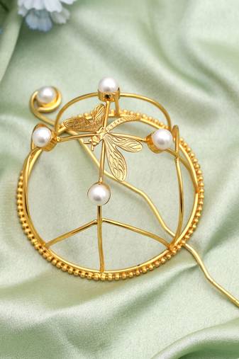 Stylish gold color hair pin designed to add graceful charm to ethnic hair fashion