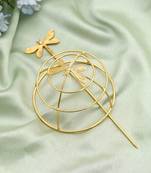 Gold color hair pin featuring intricate detailing perfect for weddings and cultural celebrations