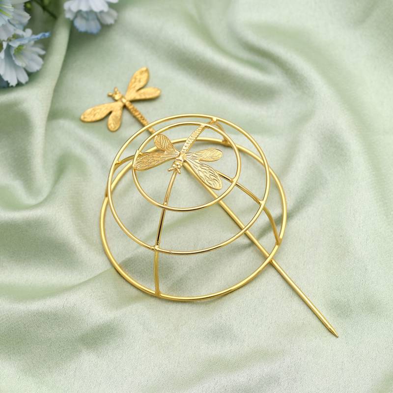 Gold color hair pin featuring intricate detailing perfect for weddings and cultural celebrations