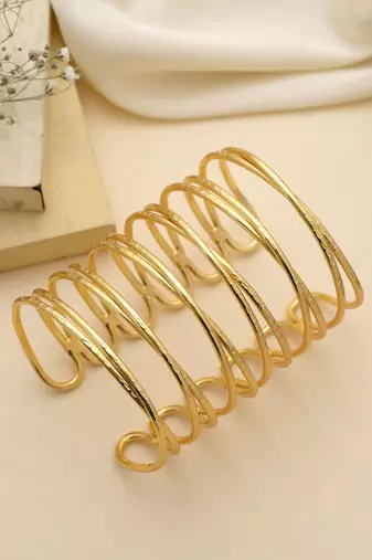 Stylish gold color bracelet designed to enhance classic ethnic outfits with graceful sparkling charm