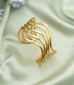 Gold color bracelet created with artistic detailing to enhance festive looks with radiant appeal