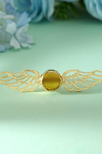 Yellow color amrapali rings created to brighten ethnic attire with graceful timeless charm