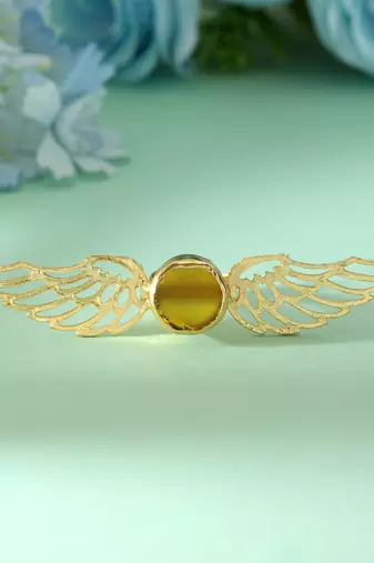 Yellow color amrapali rings created to brighten ethnic attire with graceful timeless charm