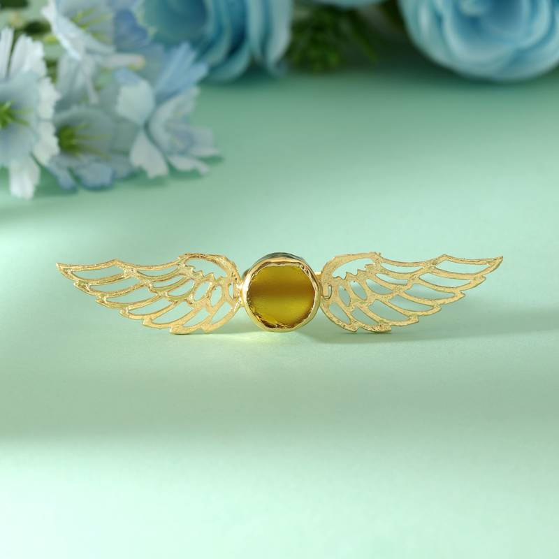 Yellow color amrapali rings created to brighten ethnic attire with graceful timeless charm