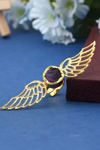 Purple color amrapali rings designed for bold traditional fashion with stunning regal appeal