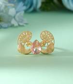 Pink color peacock inspired amrapali rings made for vibrant festive styling with elegant artistry