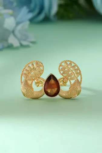 Brown color peacock inspired amrapali rings offering earthy ethnic beauty for cultural occasions