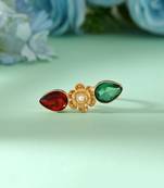 Maroon & green color amrapali rings blending rich contrasting tones for royal ethnic elegance