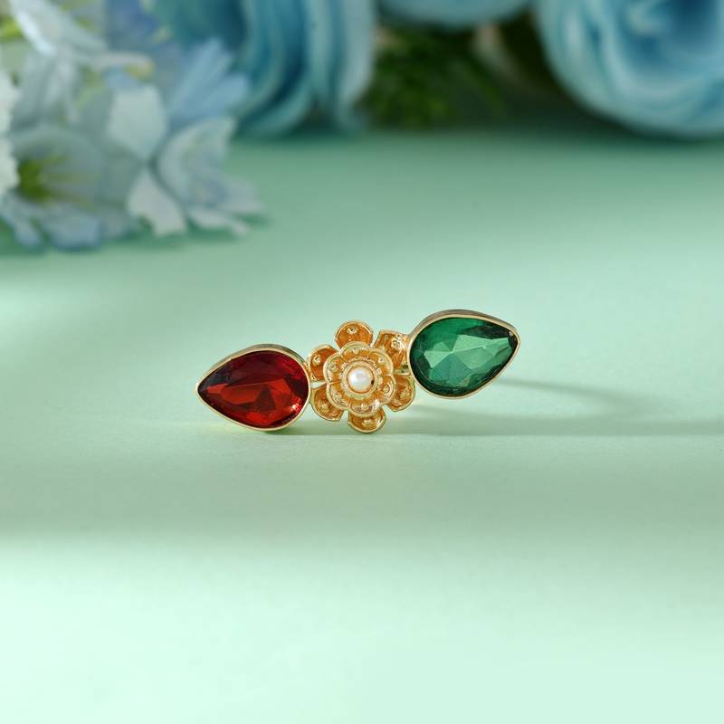 Maroon & green color amrapali rings blending rich contrasting tones for royal ethnic elegance