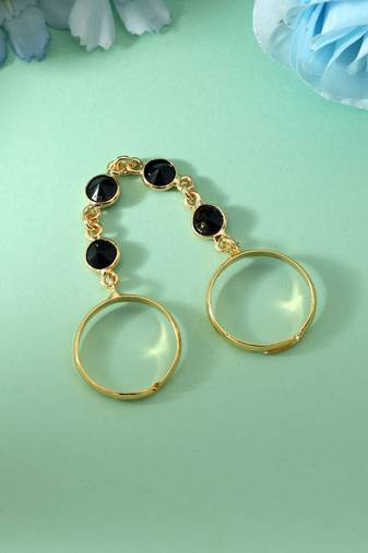 Black color amrapali rings crafted for bold statement styling during festive celebrations