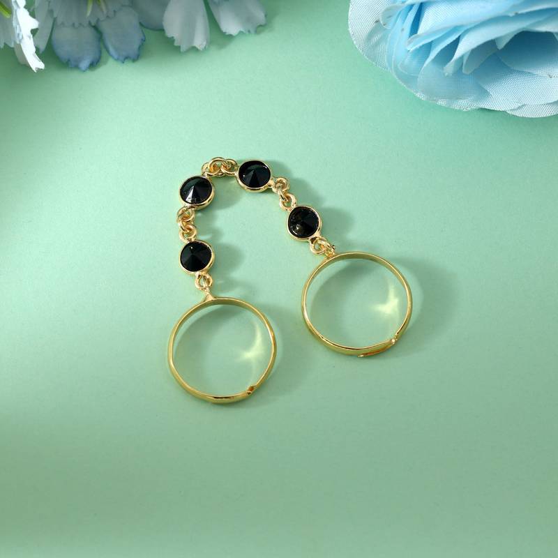 Black color amrapali rings crafted for bold statement styling during festive celebrations