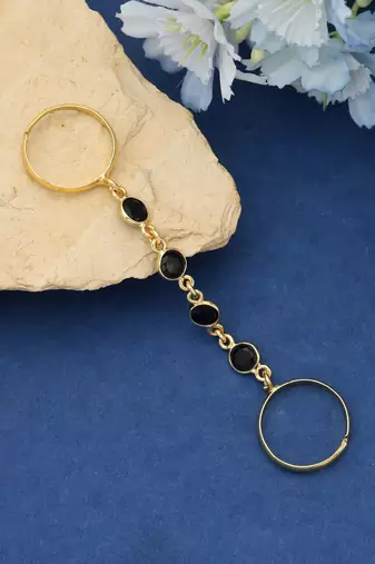 Black color amrapali rings crafted for bold statement styling during festive celebrations