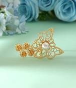 Gold color amrapali rings offering timeless elegance with intricate patterns for ethnic fashion