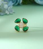 Green color amrapali rings featuring classic handcrafted detailing for traditional festive styling