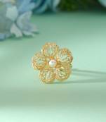 Gold color amrapali rings designed for sophisticated ethnic fashion with detailed artisanal work