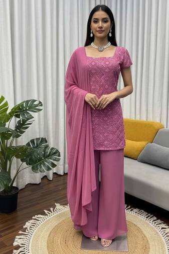 Pink Georgette Kurta Set