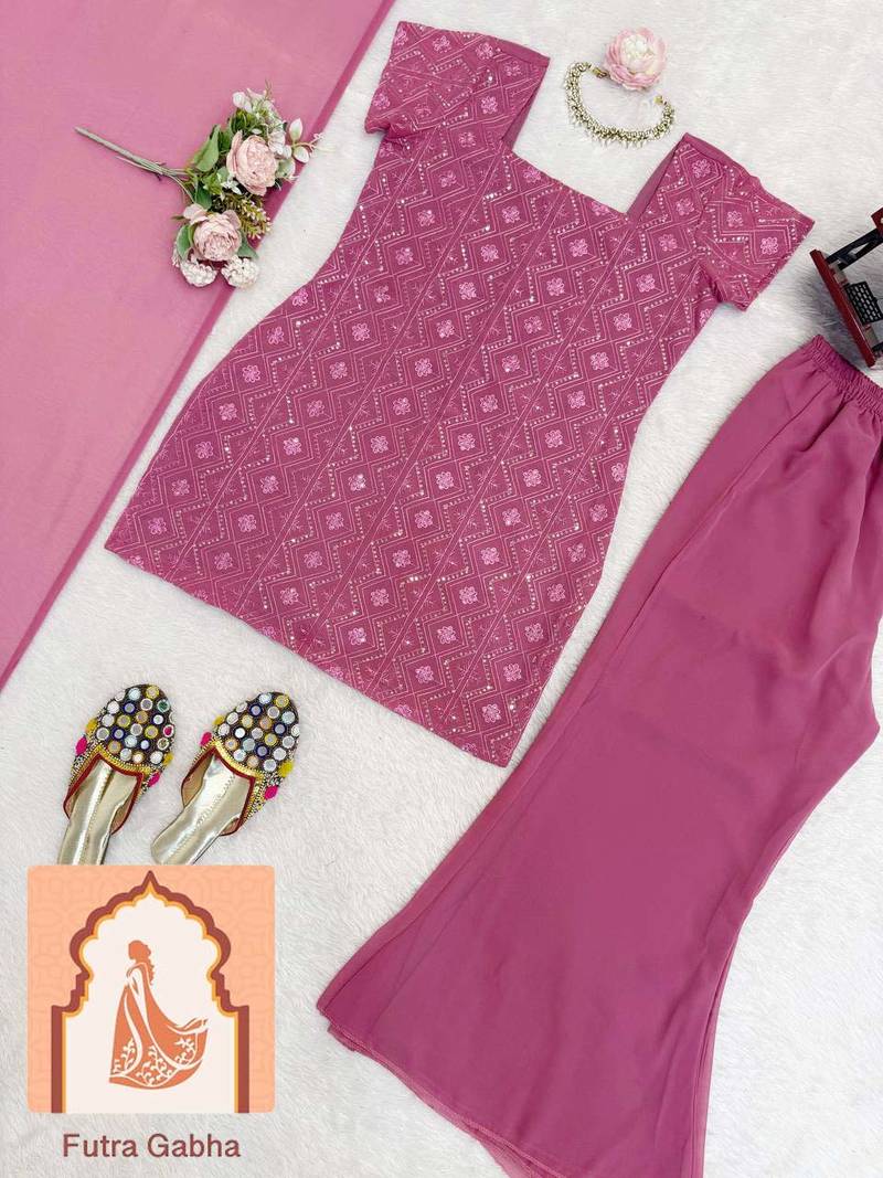 Pink Georgette Kurta Set