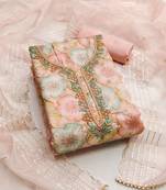 Pink color sequence heavy organza straight churidar dress material