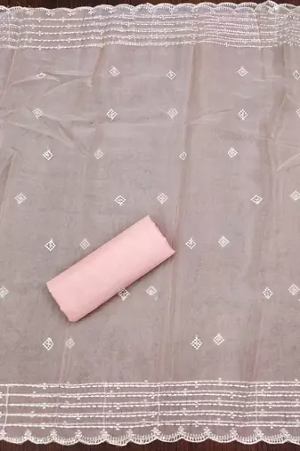 Pink color sequence heavy organza straight churidar dress material