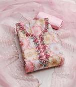 Baby pink color sequence heavy organza straight churidar dress material