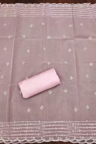 Baby pink color sequence heavy organza straight churidar dress material