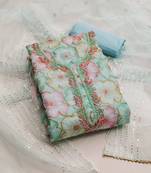 Sky blue color sequence heavy organza straight churidar dress material