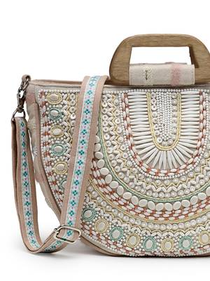 boho natural & pastel cotton ethnic embellished handheld bag 8