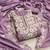 Lavender color thread work roman silk straight churidar dress material