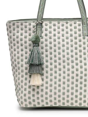 earth edit sage green cotton geometric jacquard tote bag 8